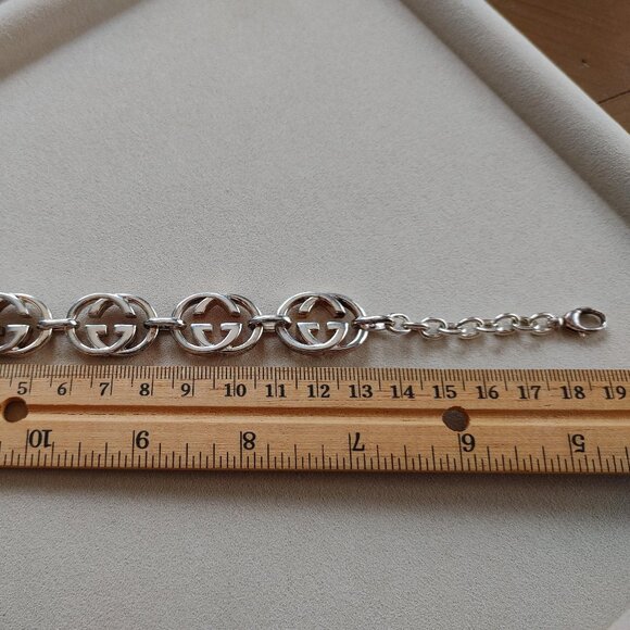 Gucci Britt Interlocking G Logo .925 Sterling Silver Bracelet - Picture 9 of 10